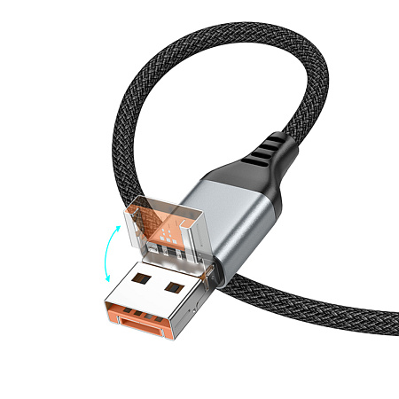 Кабель Type-C/USB-A на Type-C, 2 в 1, HOCO, U128, 1.2м, 60W, черный