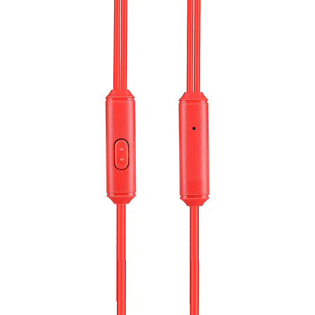 Проводные наушники M14 Universal Earphone, вакуумные с микрофоном, HOCO, красные
