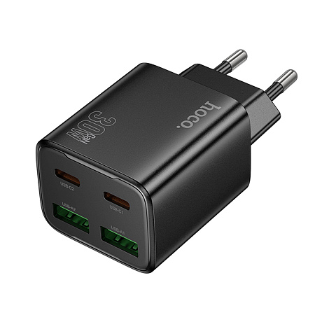 Сетевое зарядное устройство, 2 USB 3.0 QC+2 PD 30W (N56), HOCO, черный