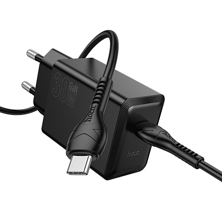 Сетевое зарядное устройство, 1 PD 30W  (N70), HOCO, Type-C to Type-C, черный