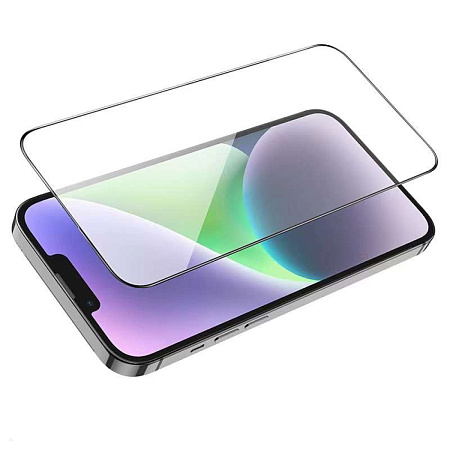 Защитное стекло для iPhone 15/16, G1, HOCO, Flash attach full screen silk screen HD tempered glass, черное
