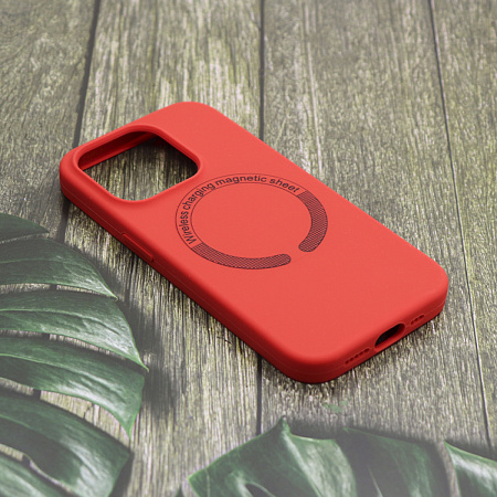 Чехол-накладка для iPhone 15 Pro Max, Silicon Case, магнитный (MagSafe), без лого, X-CASE, красный