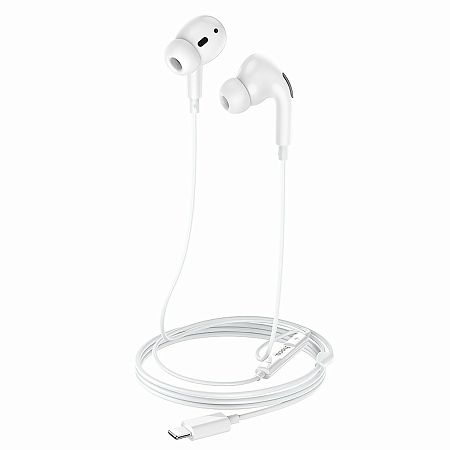 Проводные наушники M1 Pro, Lightning, HOCO, вакуумные с микрофоном, белые