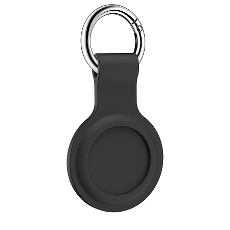 Силиконовый чехол с карабином для AirTag, черный