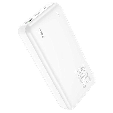 Универсальный Доп. Аккумулятор 20000mAh, J87A, HOCO, выход 1 USB (18W), 1 PD (20W), вход Micro/Type-C, белый
