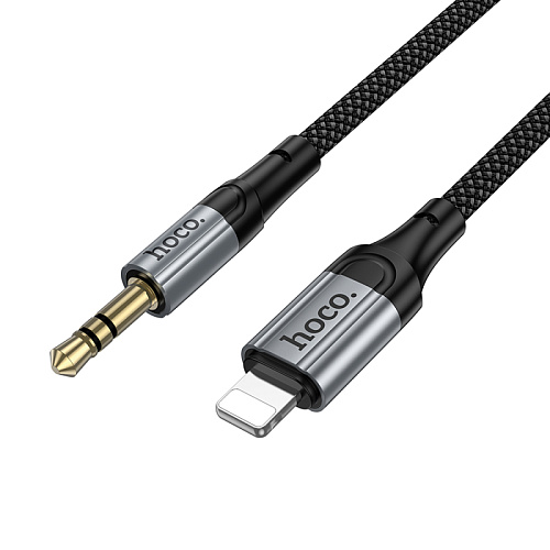 AUX Audio кабель 3,5 мм на Lightning, UPA33A, HOCO, витой, длина 1,5 метр, черный
