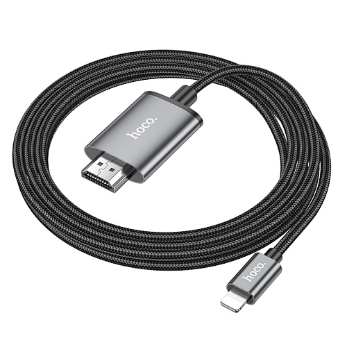 HDMI кабель на Lightning, UA27, HOCO, 2м, металлический серый