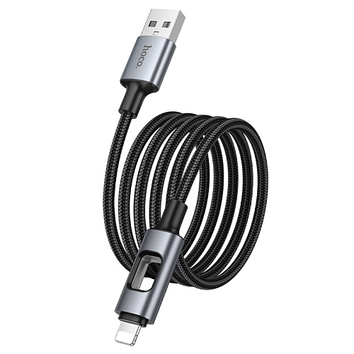 USB дата кабель Lightning, HOCO, U144, 1.2 метра, цвет черный