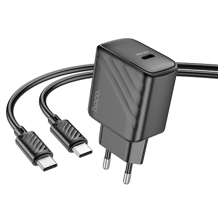 Сетевое зарядное устройство, 1 PD 30W (CS22A), HOCO, Type-C to Type-C, черный