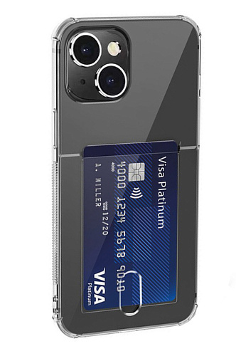 Чехол силиконовый для iPhone 13 (6.1), с карманом для карт, X-CASE, затемненный