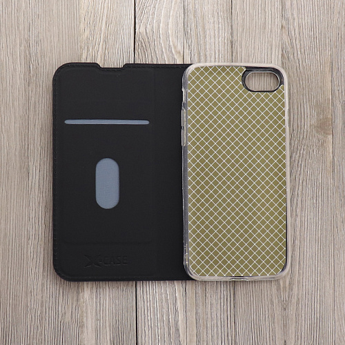 Чехол-книжка для iPhone 7/8/SE (2020), X-CASE, боковой, черный