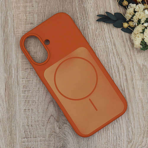 Чехол-накладка для iPhone 17, Silicon Case, магнитный (MagSafe), с дизайном, без лого, X-CASE, оранжевый