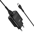 Сетевое зарядное устройство, 1 USB 3.0A (C72Q), HOCO, Type-C, черный