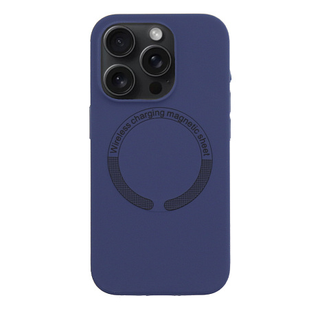 Чехол-накладка для iPhone 15 Pro, Silicon Case, магнитный (MagSafe), без лого, X-CASE, темно-синий