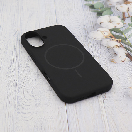 Чехол-накладка для iPhone 16, Silicon Case, магнитный (MagSafe), без лого, X-CASE, черный