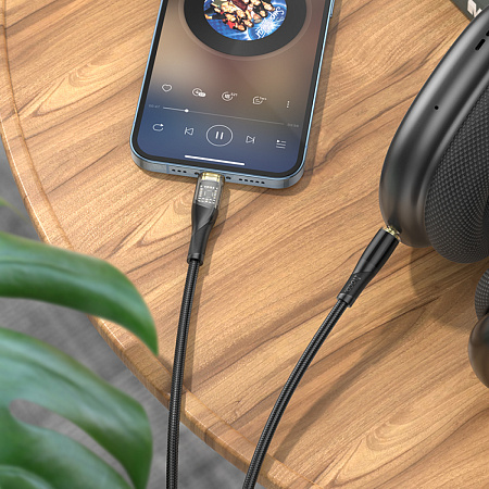 AUX Audio кабель 3,5 мм на Lightning, UPA25, HOCO, черный