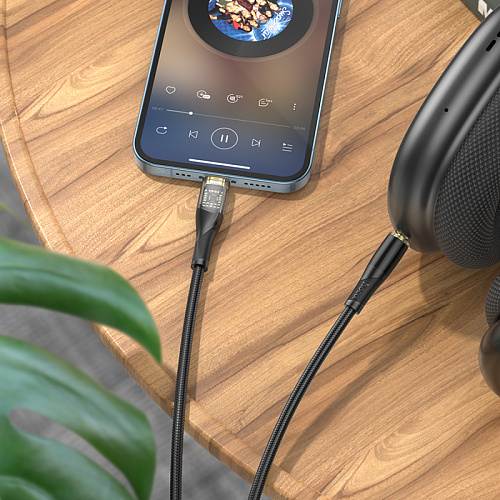 AUX Audio кабель 3,5 мм на Lightning, UPA25, HOCO, черный