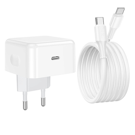 Сетевое зарядное устройство, 1 PD 40W (C161A), HOCO, Type-C to Type-C, цвет белый