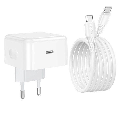 Сетевое зарядное устройство, 1 PD 40W (C161A), HOCO, Type-C to Type-C, цвет белый