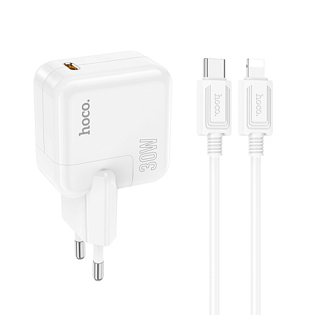 Сетевое зарядное устройство, 1 PD 35W (C112A), HOCO, Type-C to Lightning, белый