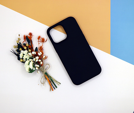 Чехол-накладка для iPhone 14 Pro Max, Silicon Case, без лого, черный
