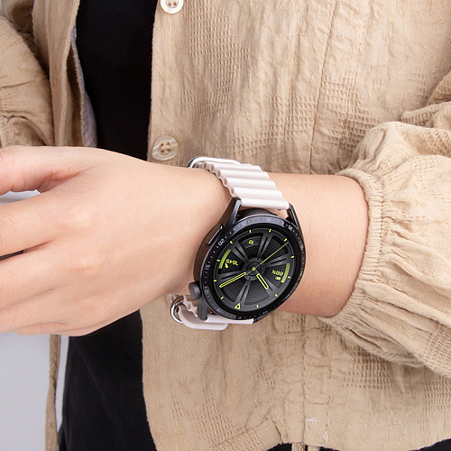 Ремешок на руку универсальный для умных часов 20мм, HOCO, WH01, силиконовый ребристый, бежевый