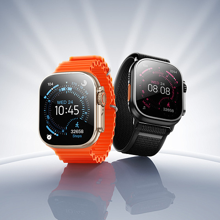 Умные часы Y42 Ultra Smart watch Hoco с поддержкой звонков, 2 ремешка в комплекте, черные