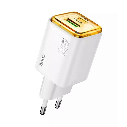 Сетевое зарядное устройство, 1 PD 30W + 1 USB 3.0 QC (N53), HOCO, белый