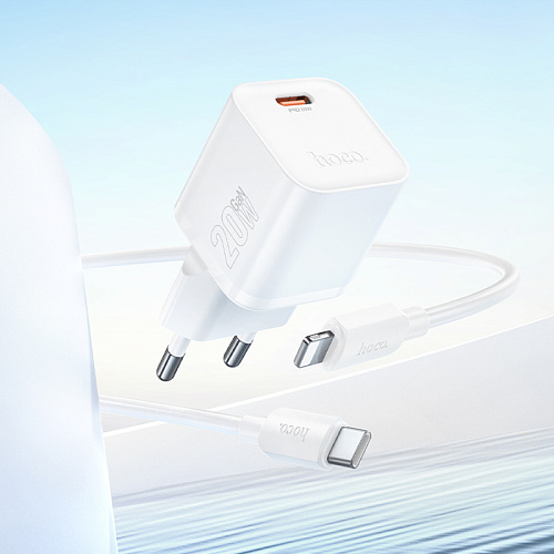 Сетевое зарядное устройство, 1 PD 20W  (N64), HOCO, Type-C to Lightning, белый