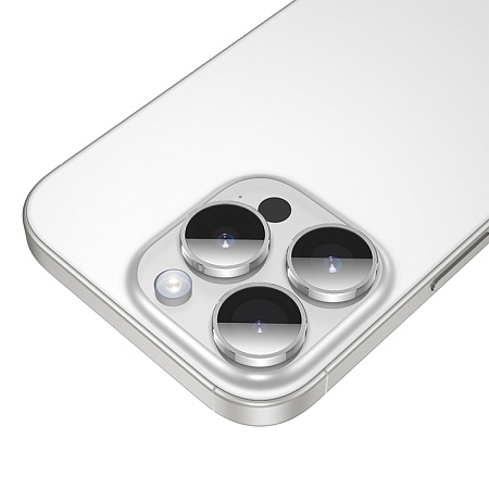 Защитное стекло для iPhone 16 Pro/16 Pro Max, V12 Plus, HOCO, на заднюю камеру, серебро