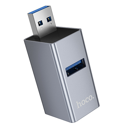 USB Хаб (HB54) c 1 USB на 1 USB 3.0 + 2 USB 2.0, HOCO, без провода, серый