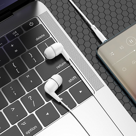 Проводные наушники M97, Enjoy universal earphones, HOCO, вакуумные, белые