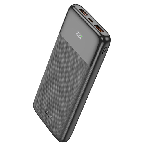Универсальный Доп. Аккумулятор 10000mAh, J121, HOCO, выход: 2 USB (22.5W)+1 PD (20W) с дисплеем, черный