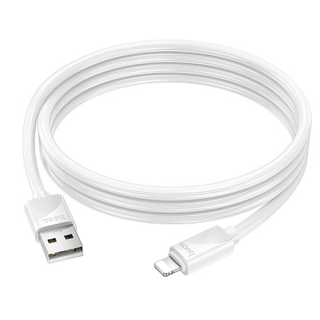 USB дата кабель Lightning, HOCO, X114, 1 метр, ток до 2.4А, цвет белый