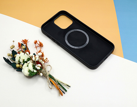 Чехол силиконовый для iPhone 13 Pro Max (6.7), Магнитный (MagSafe), экокожа, X-CASE, черный