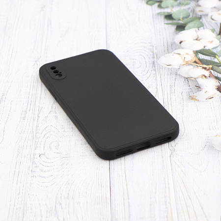 Чехол силиконовый для iPhone X/XS, с микрофиброй внутри, с защитой камеры, X-CASE, черный
