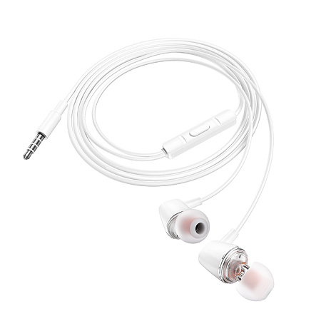 Проводные наушники M107, Discoverer universal earphones, HOCO, вакуумные, белый