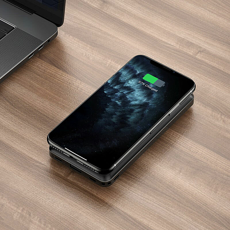 Универсальный Доп. Аккумулятор 10000mAh, J50, HOCO, c беспроводной зарядкой черный