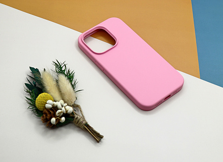 Чехол-накладка для iPhone 14 Pro, Silicon Case, без лого, бледно-розовый