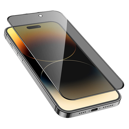 Защитное стекло для iPhone 15 Pro, G15, HOCO, Guardian shield series full-screen anti-spy tempered glass, черное