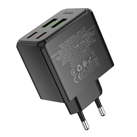 Сетевое зарядное устройство, 2 USB 3.0 QC+2 PD 45W (CS18A), HOCO, черный