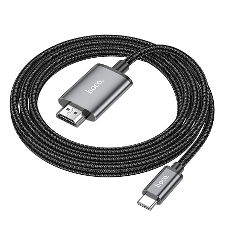 HDMI кабель на Type-C, UA27, HOCO, 2м, металлический серый