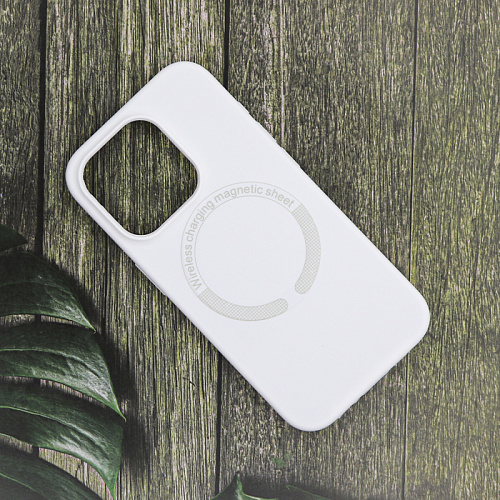 Чехол-накладка для iPhone 15 Pro, Silicon Case, магнитный (MagSafe), без лого, X-CASE, белый