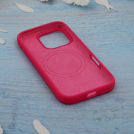 Чехол-накладка для iPhone 16 Pro Max, Silicon Case, магнитный (MagSafe), без лого, X-CASE, ярко-розовый
