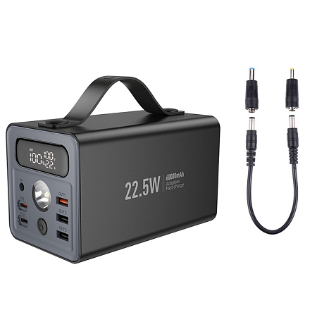 Универсальный Доп. Аккумулятор 60000mAh, J138, HOCO, 1 USB-A (22.5W)+2 USB-A+1 PD (20W)+DC12V, вход  Type-C, черный