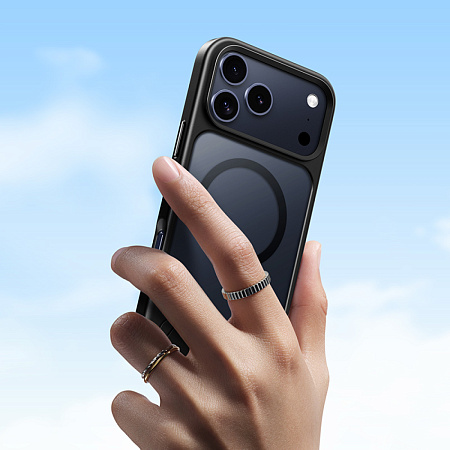 Чехол для iPhone 17 Pro, TPU+PC 1.7 мм, Магнитный (MagSafe), с подставкой, AS12, HOCO, прозрачный