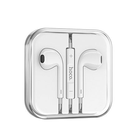 Проводные наушники M101, Crystal joy wire-controlled earphones with microphone, HOCO, белые