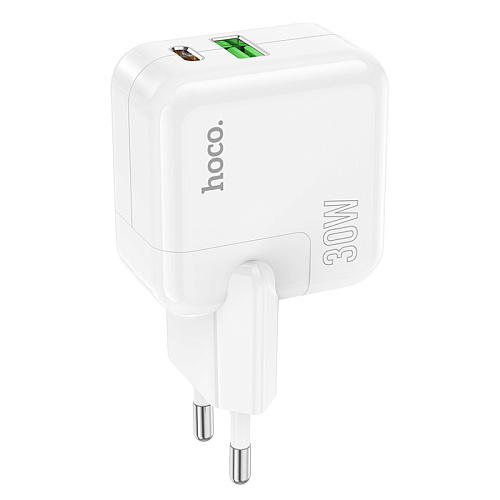 Сетевое зарядное устройство, 1 PD 35W + 1 USB 3.0 QC (C111A), HOCO, белый