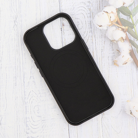 Чехол-накладка для iPhone 16 Pro, экокожа, магнитный (MagSafe), без лого, X-CASE, черный
