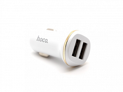 Автомобильное зарядное устройство, 2 USB 2.1A (Z1), usb cable lightning, HOCO, белый